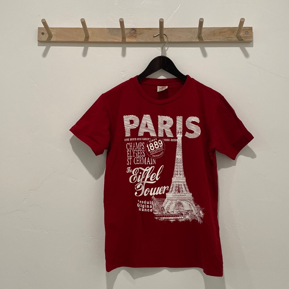 France Authentique Paris Eiffel Tower Red Tee-Shirt Small